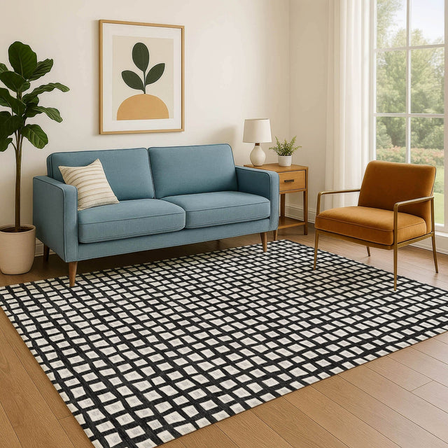 Dalyn The Reserve TR4 Black Rug shown in a room