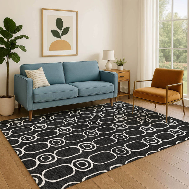 Dalyn The Reserve TR6 Black Rug shown in a room