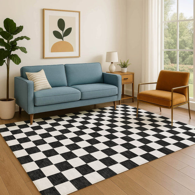 Dalyn The Reserve TR7 Black Rug shown in a room