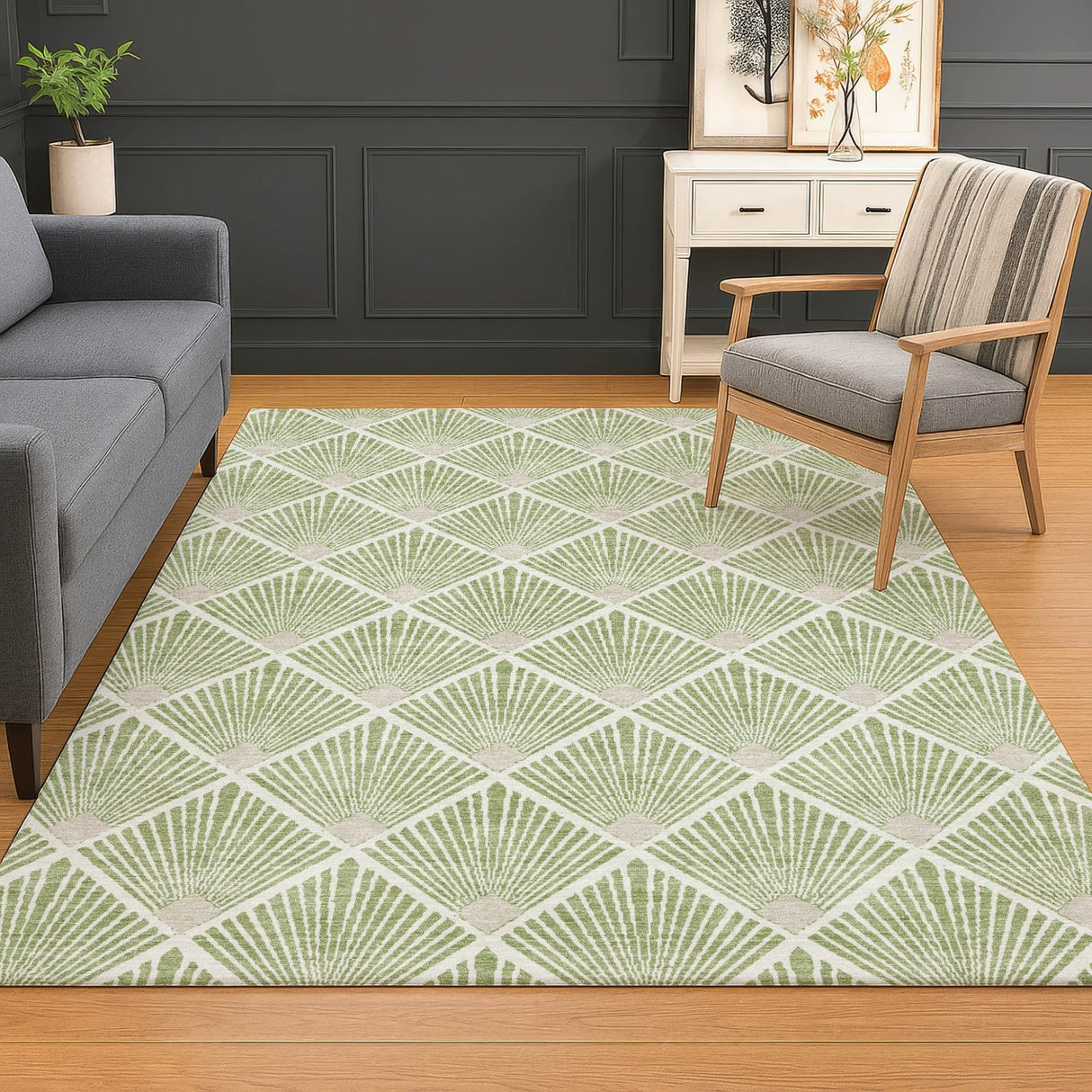 Dalyn The Reserve TR9 Aloe Rug shown in a room