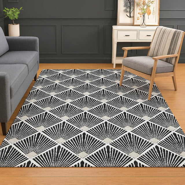 Dalyn The Reserve TR9 Black Rug shown in a room