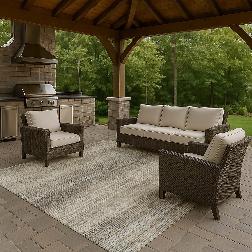 Dalyn Trevi TV1 Taupe Rug outdoor lifestyle image