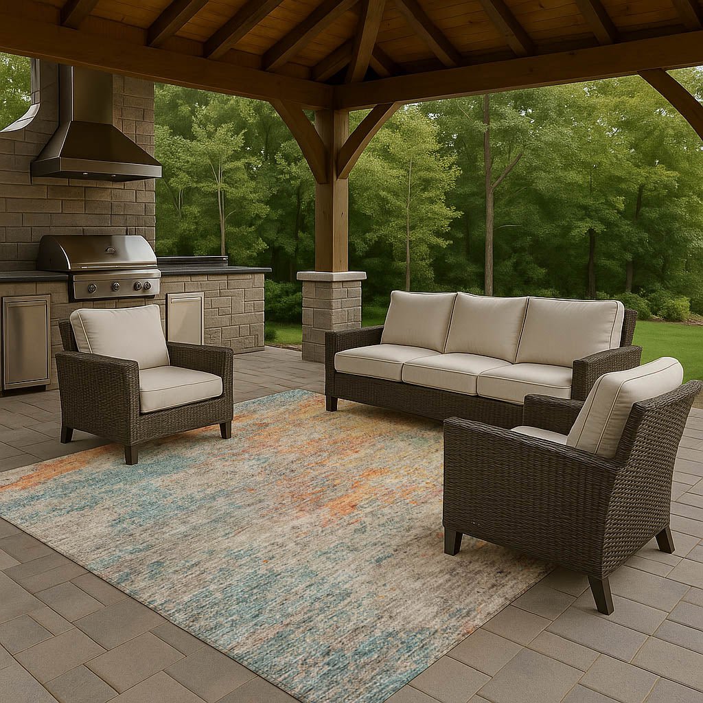 Dalyn Trevi TV13 Teal Rug outdoor lifestyle image
