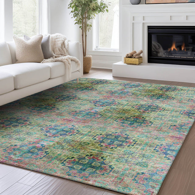 Dalyn Trevi TV16 Green Rug shown in a room