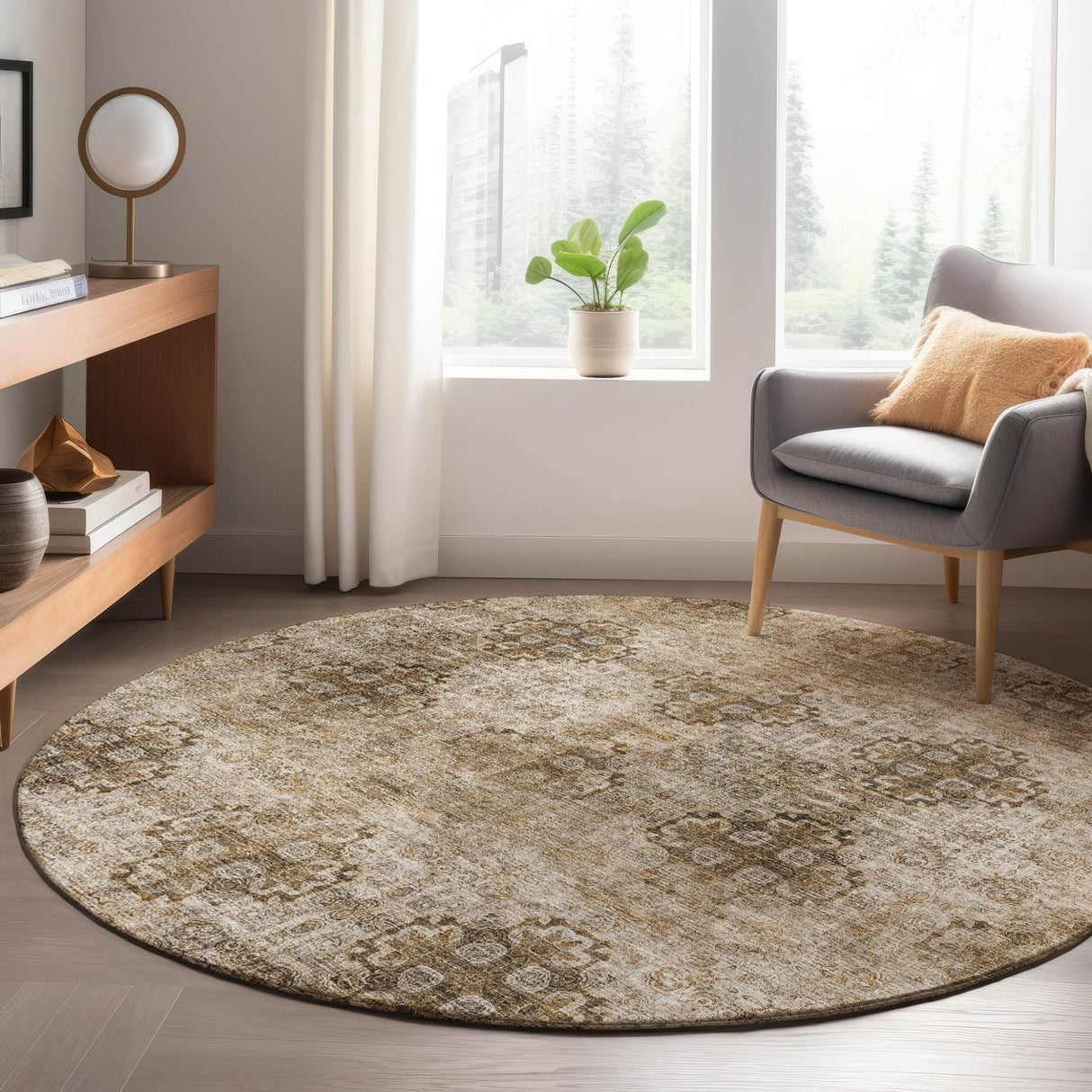 Dalyn Trevi TV16 Taupe Rug shown in a room