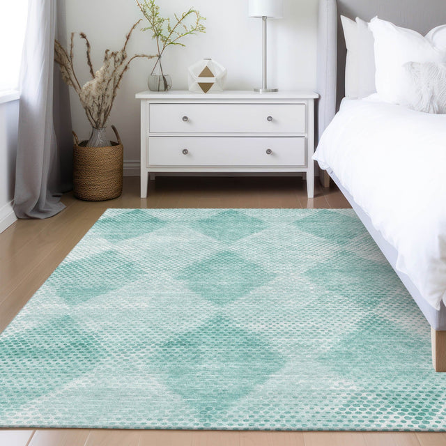 Dalyn Trevi TV4 Teal Rug shown in a room