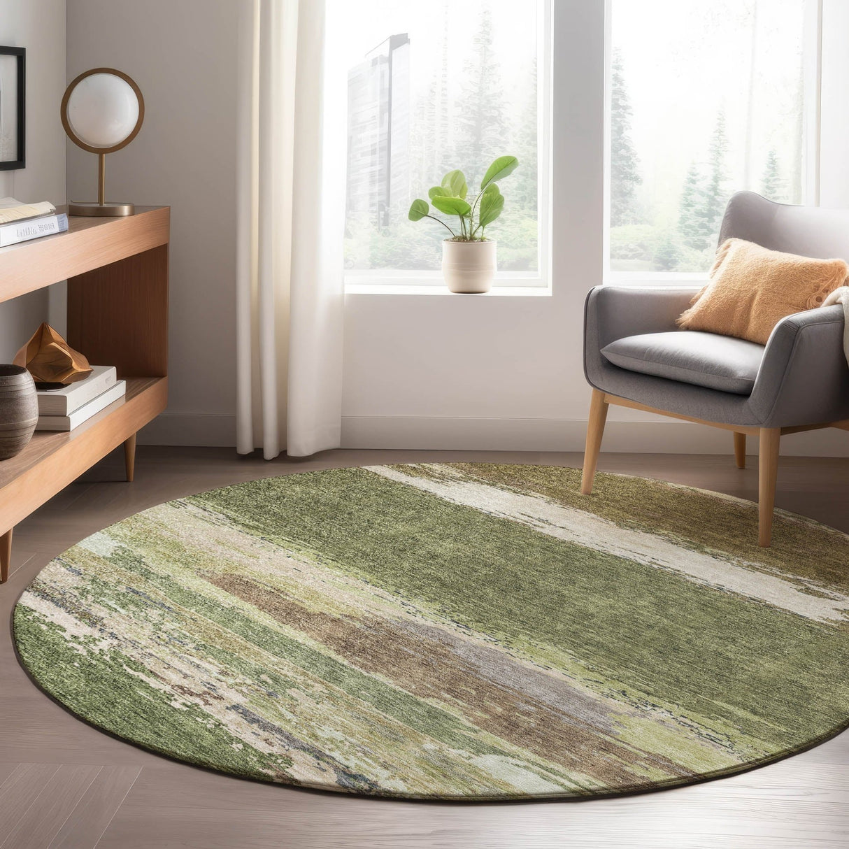 Dalyn Trevi TV8 Olive Rug shown in a room