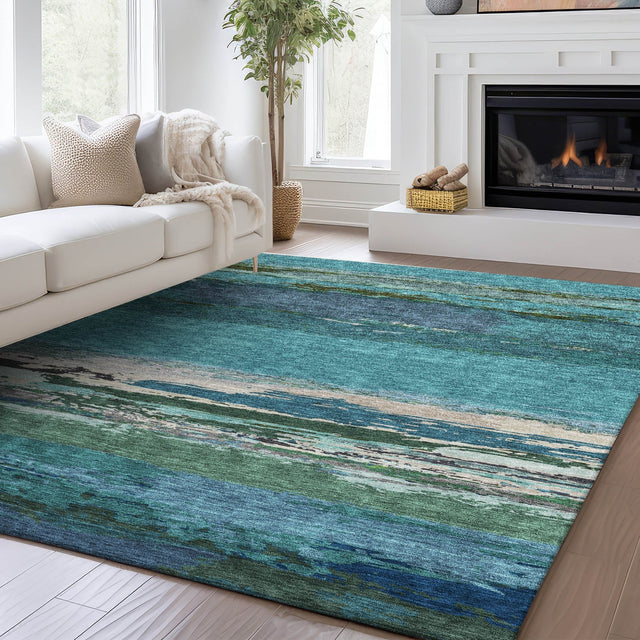 Dalyn Trevi TV8 Teal Rug shown in a room