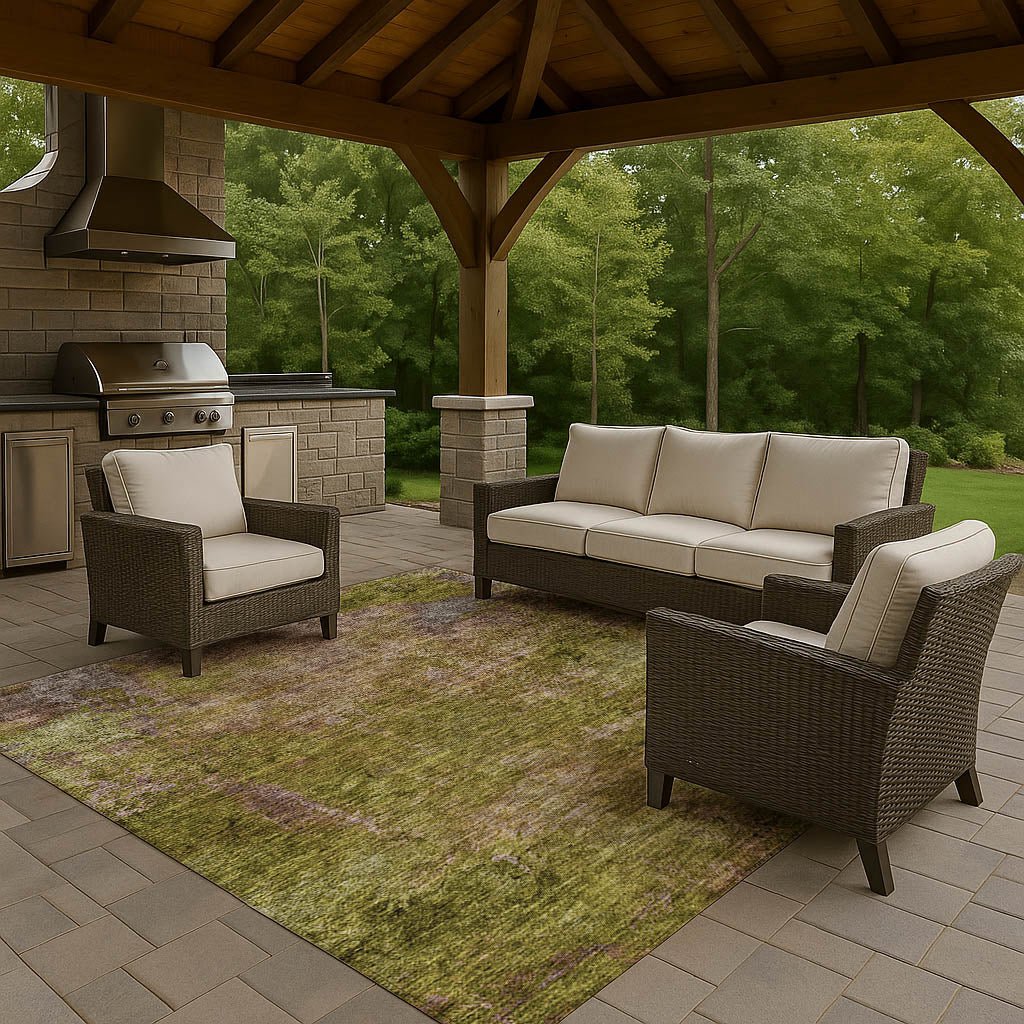 Dalyn Trevi TV9 Green Rug outdoor lifestyle image