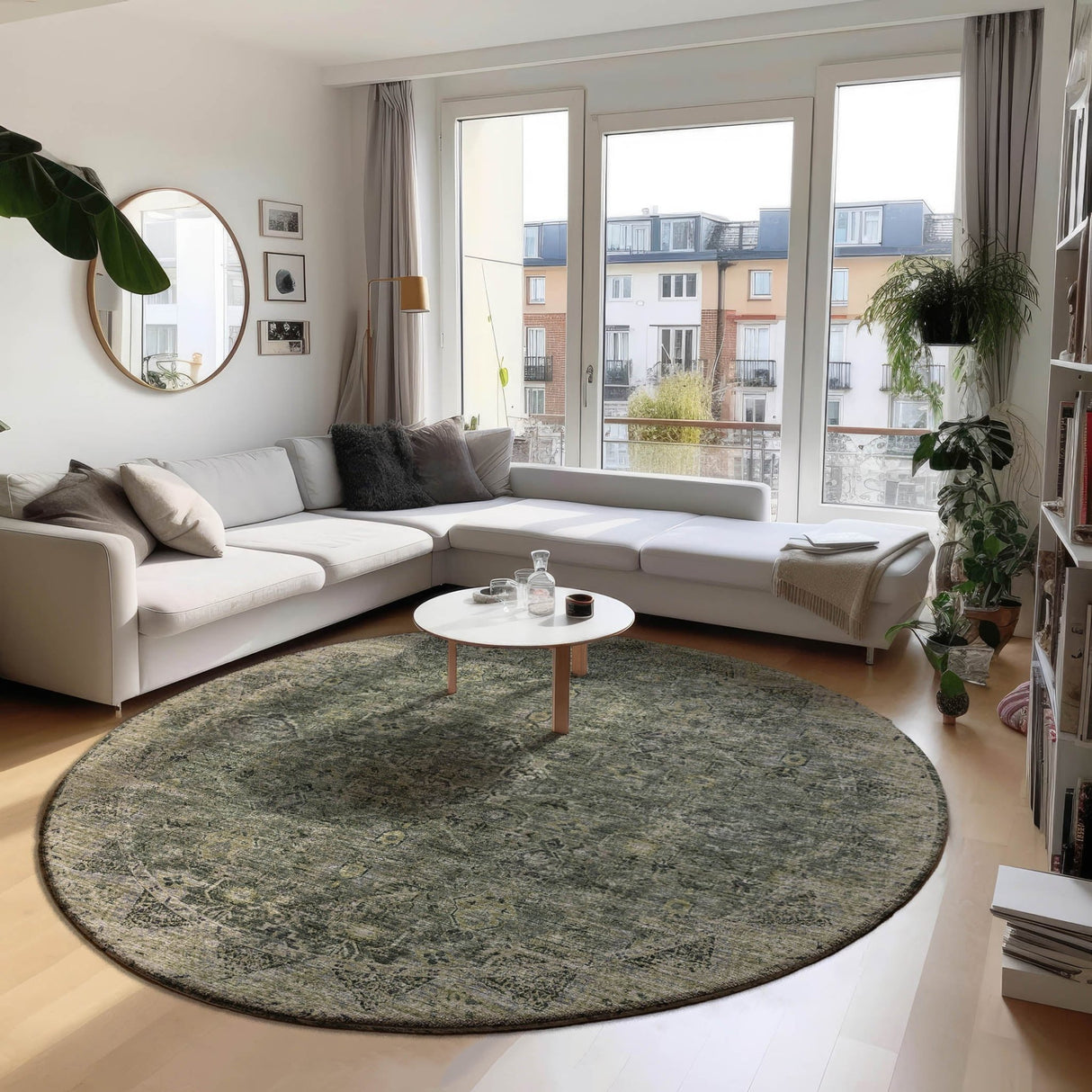 Dalyn Tuscany TU12 Green Rug shown in a room