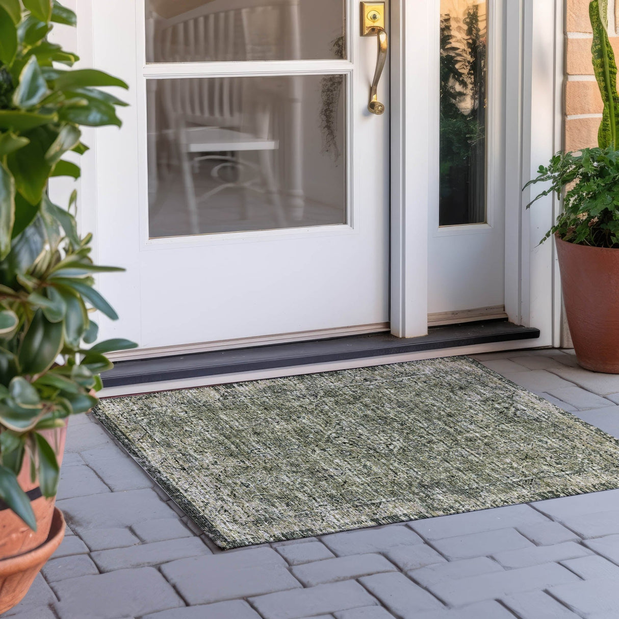 Dalyn Tuscany TU12 Green Rug outdoor lifestyle image