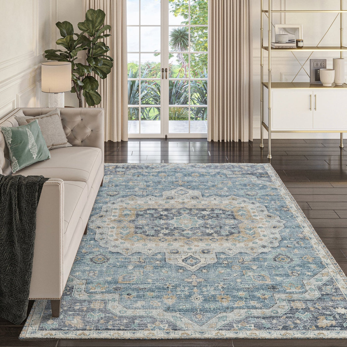 Dalyn Tuscany TU4 Blue Rug shown in a room