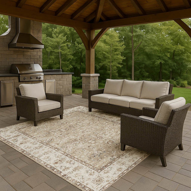 Dalyn Tuscany TU5 Taupe Rug outdoor lifestyle image