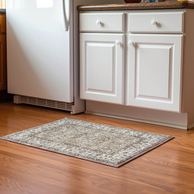 Dalyn Tuscany TU5 Taupe Rug shown in a room
