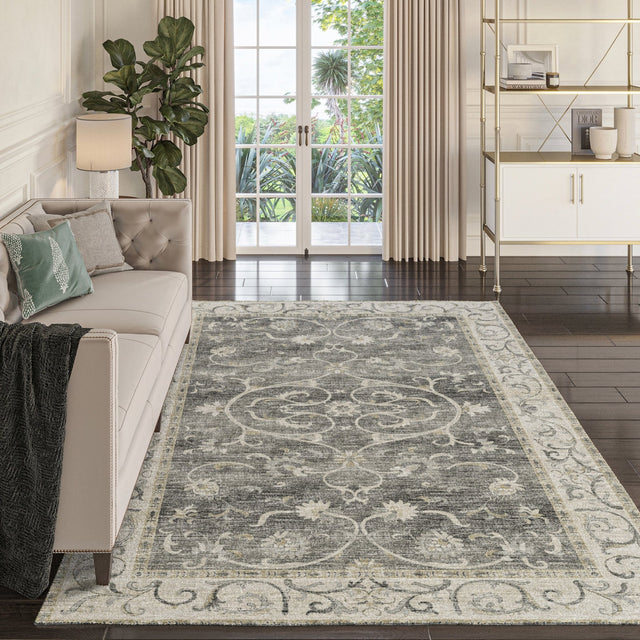 Dalyn Tuscany TU6 Charcoal Rug shown in a room