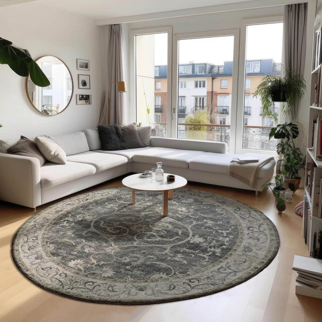 Dalyn Tuscany TU6 Charcoal Rug shown in a room