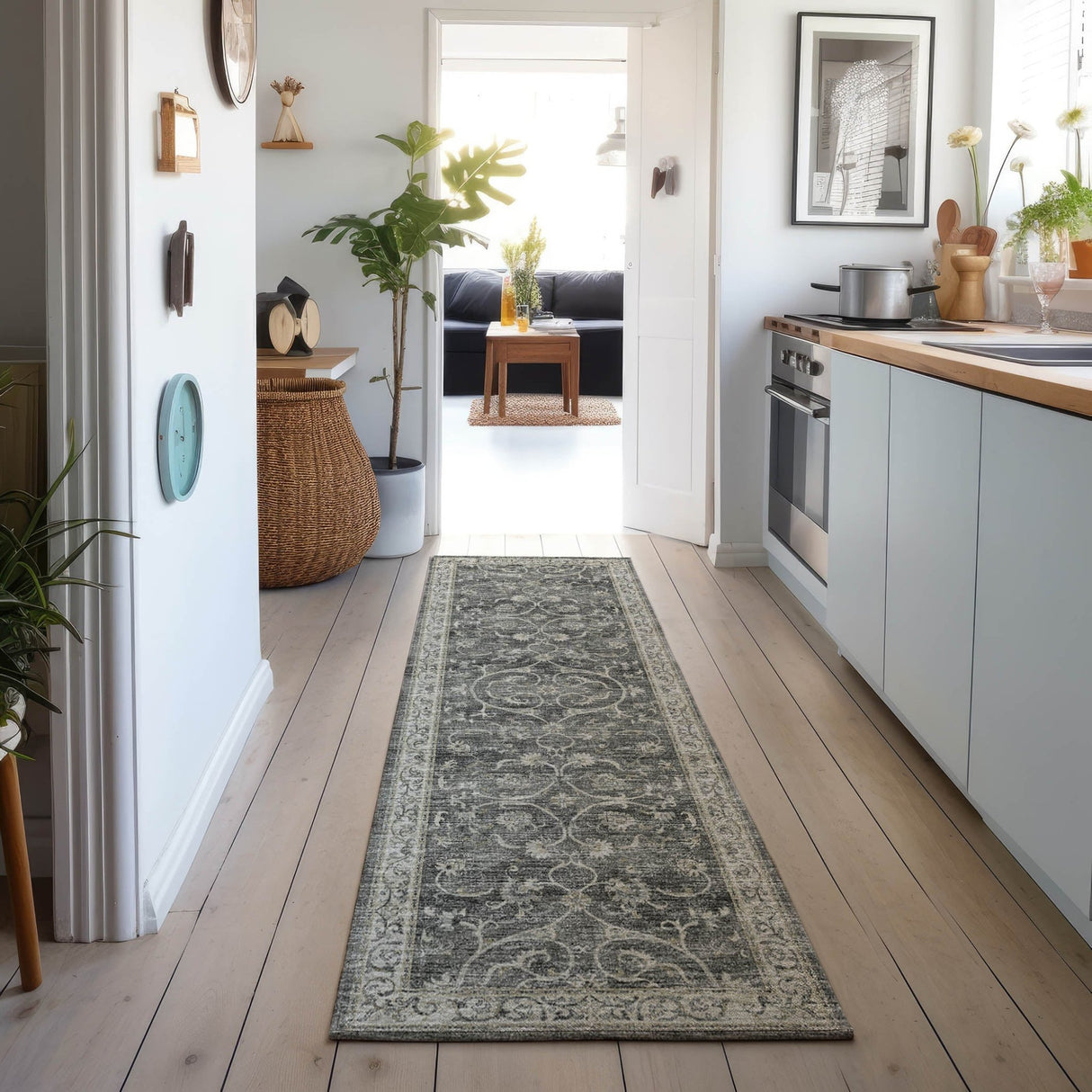Dalyn Tuscany TU6 Charcoal Rug shown in a room