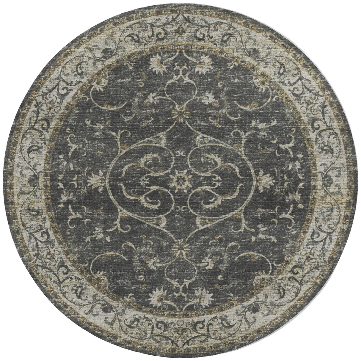Dalyn Tuscany TU6 Charcoal Rug round rug
