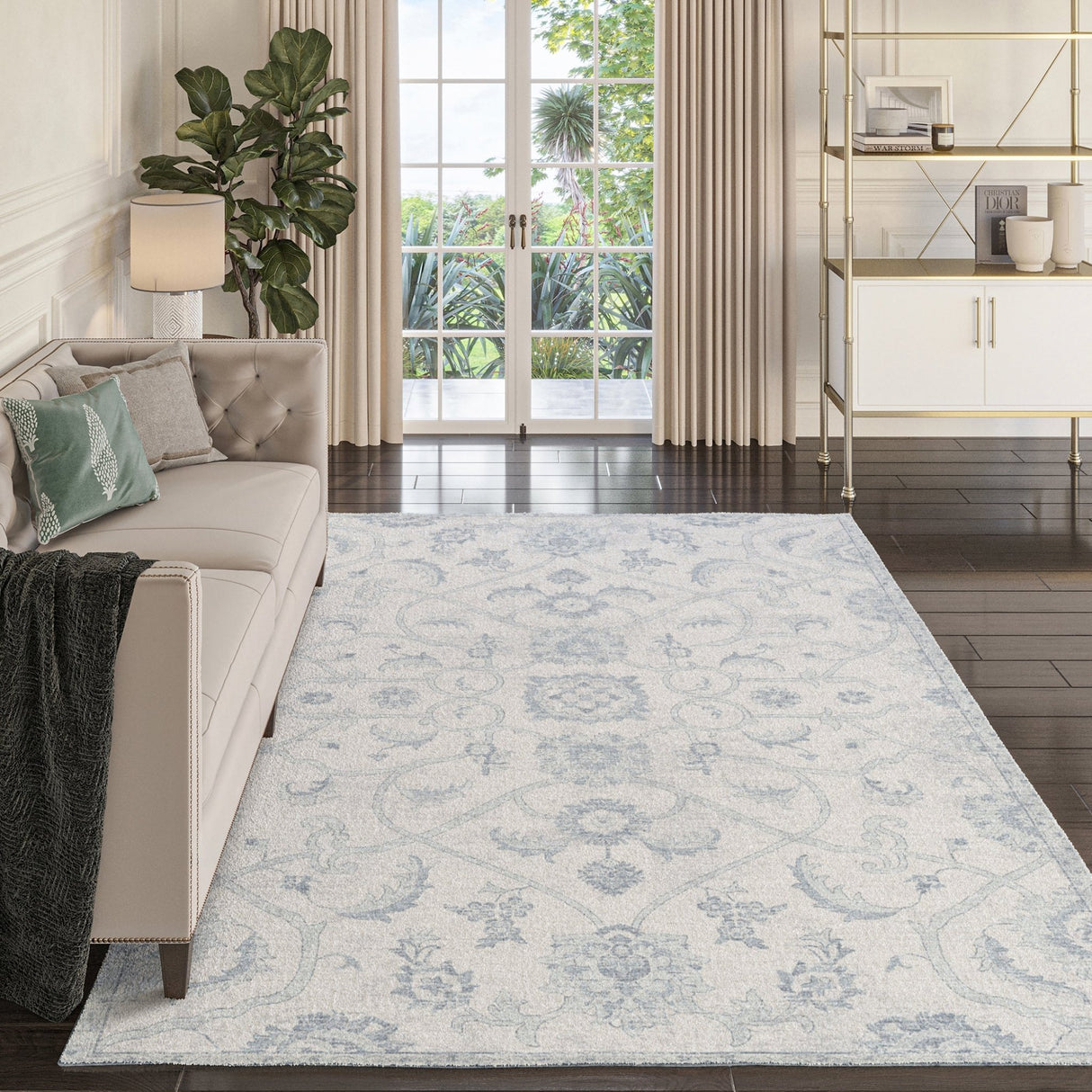 Dalyn Tuscany TU8 Denim Rug shown in a room