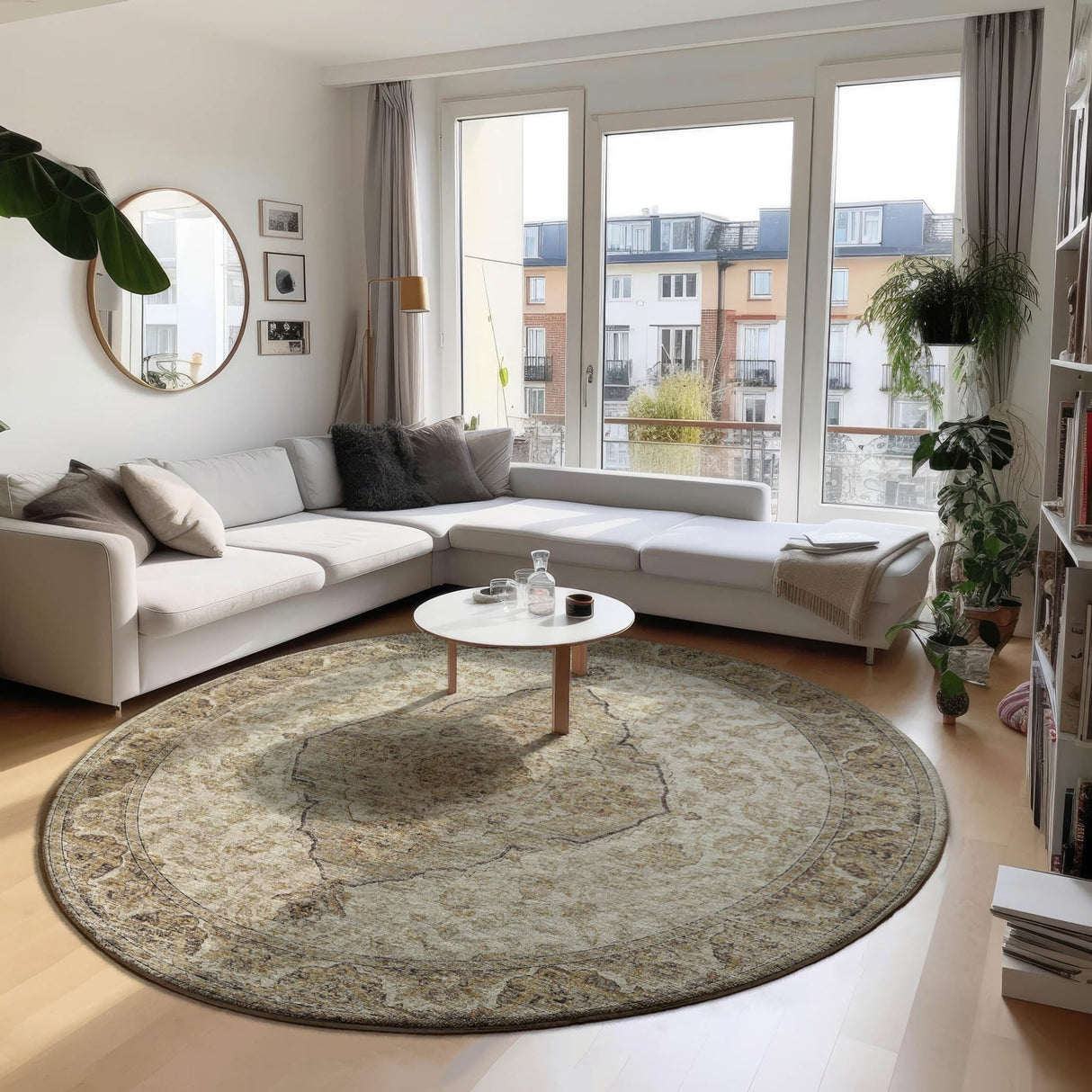 Dalyn Tuscany TU9 Gold Rug shown in a room