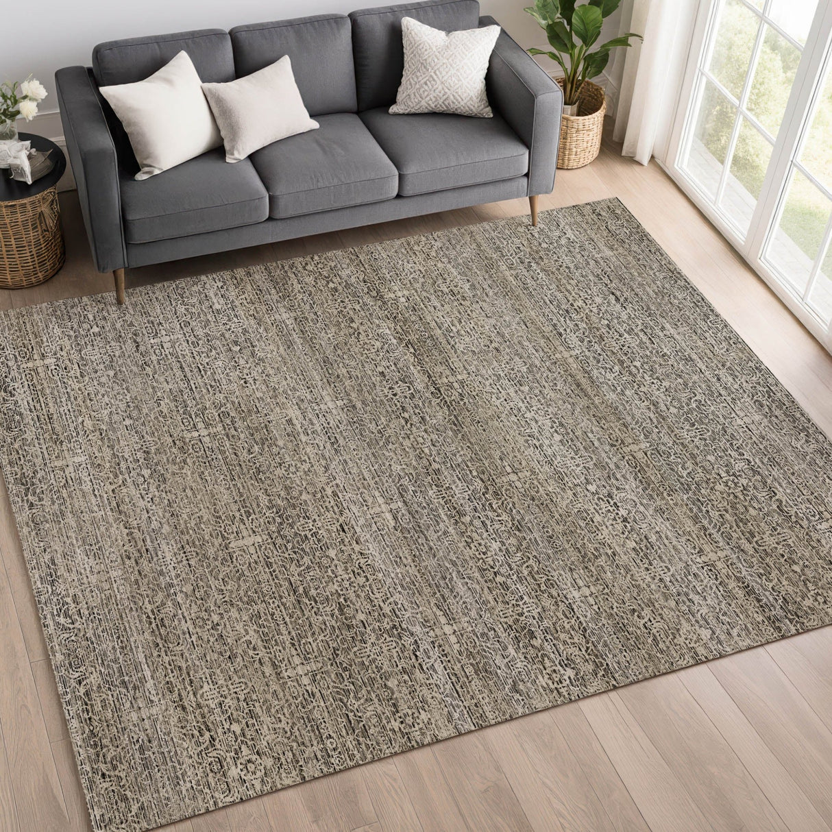 Dalyn Vico VC9 Silver Rug shown in a room