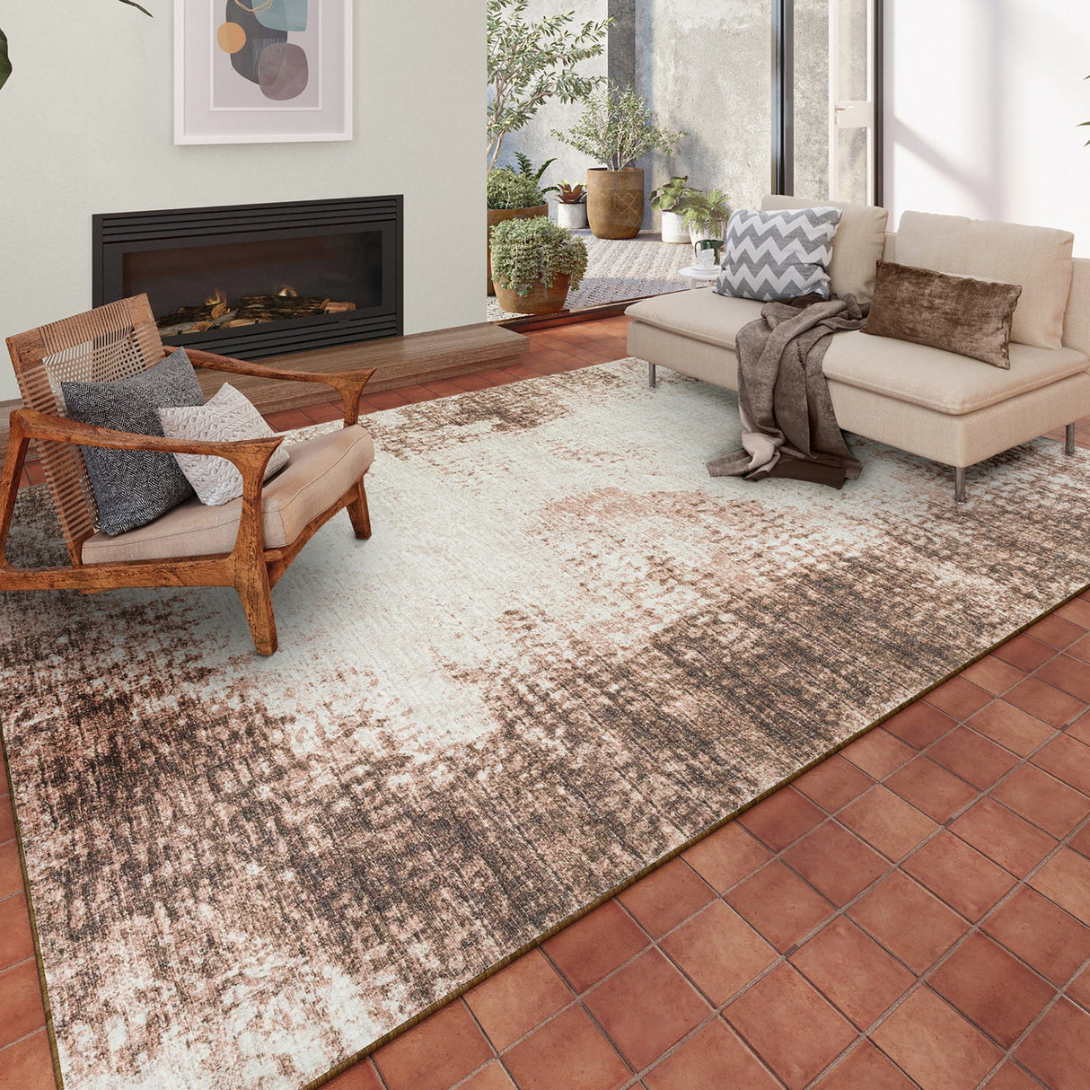 Dalyn Winslow WL1 Chocolate Rug shown in a room