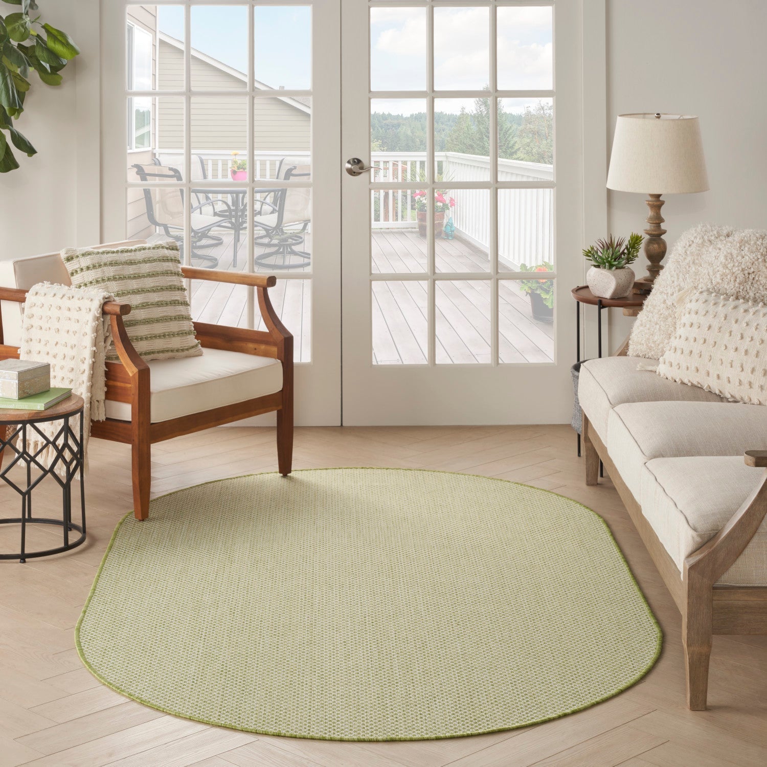 Nourison Courtyard Cou01 Ivory Green Rugs
