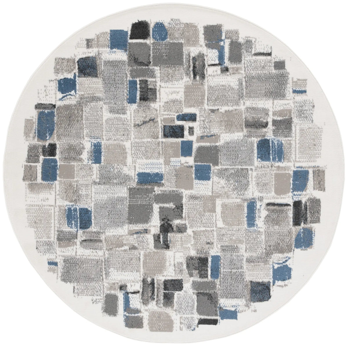 Safavieh Pyramid 6'-7" x 6'-7" Rug in Ivory / Grey Navy