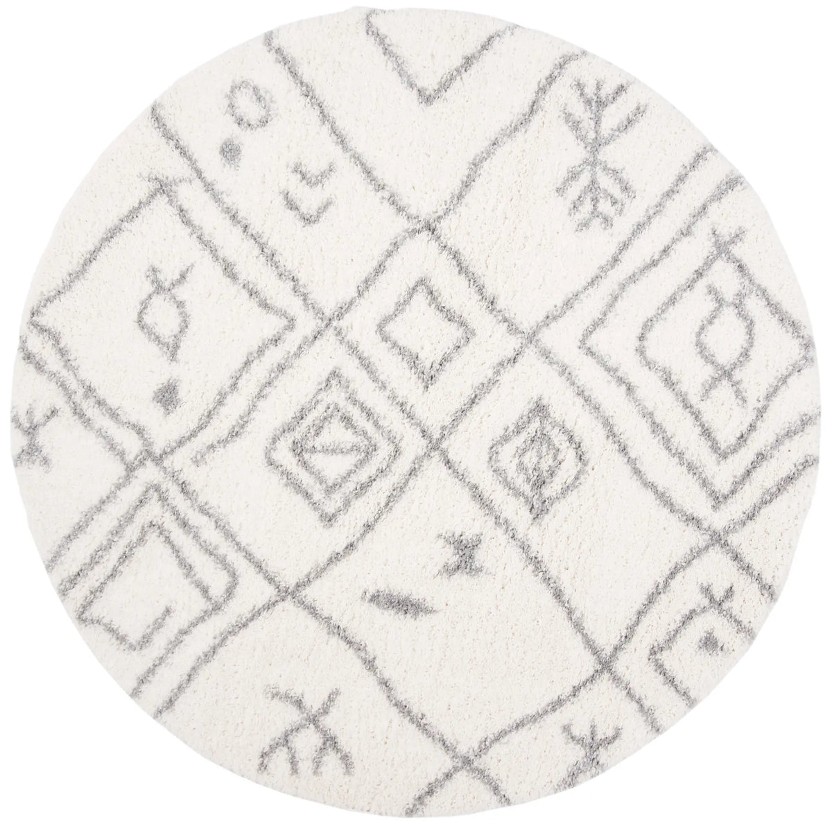 Safavieh Parma Shag 6'-7" x 6'-7" Rug in Cream / Grey