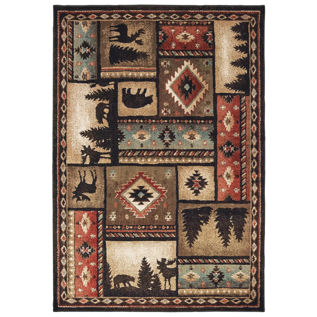 Oriental Weavers Sphinx Woodlands 1041C Black / Multi Rugs - main flat