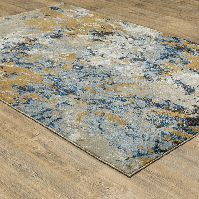 Oriental Weavers Sphinx Evolution 0980A Blue/ Gold Rugs - angle detail