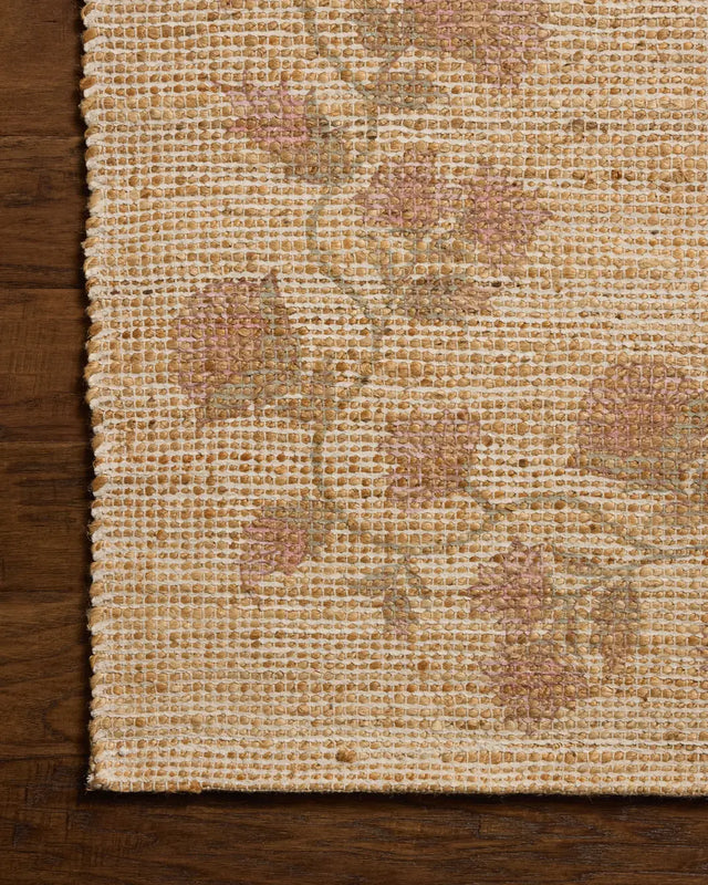 Chris Loves Julia x Loloi Rue RUE-05 Natural / Multi Rug - corner on wood
