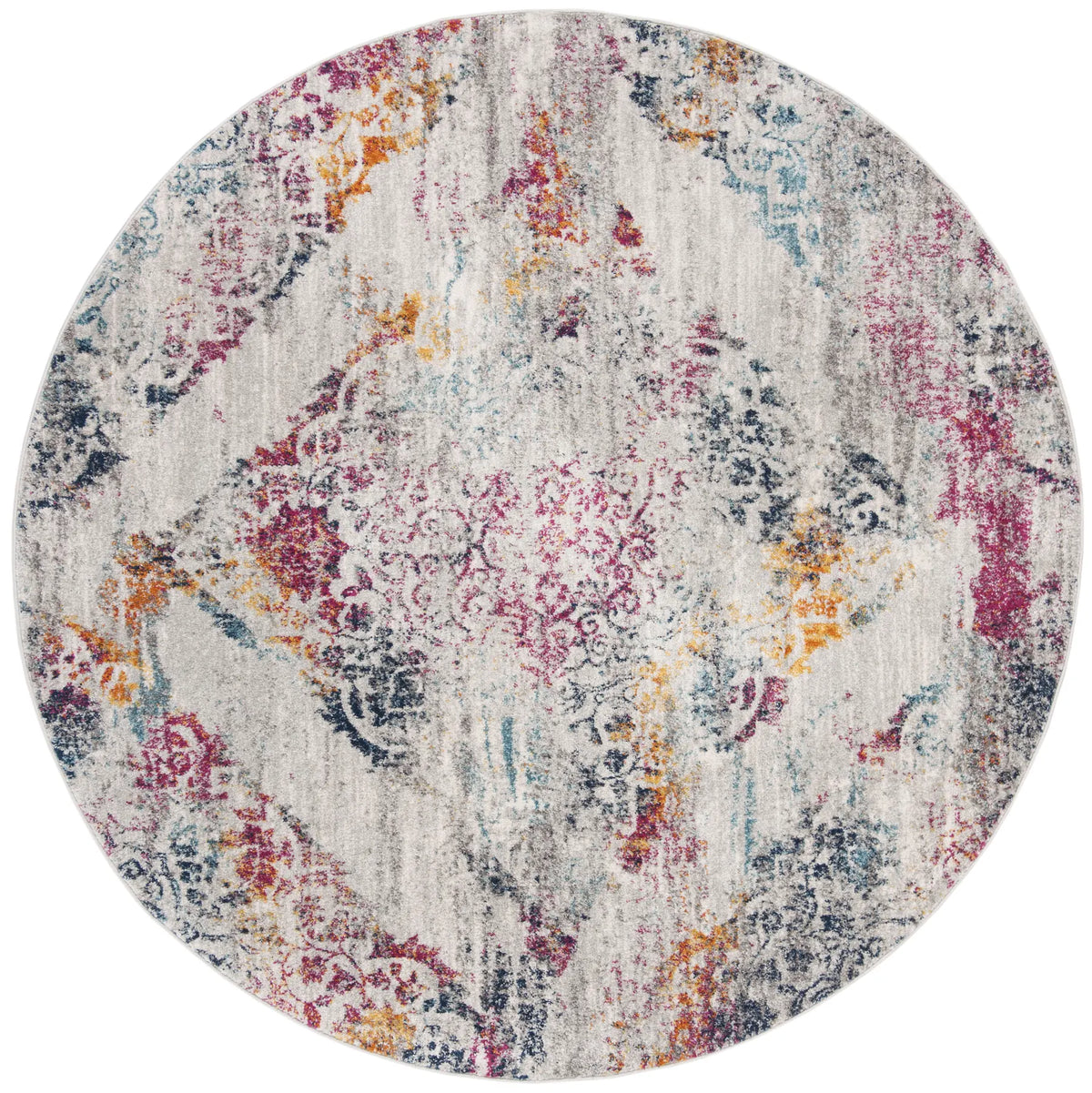 Safavieh Madison 6'-7" x 6'-7" Rug in Light Grey / Fuchsia
