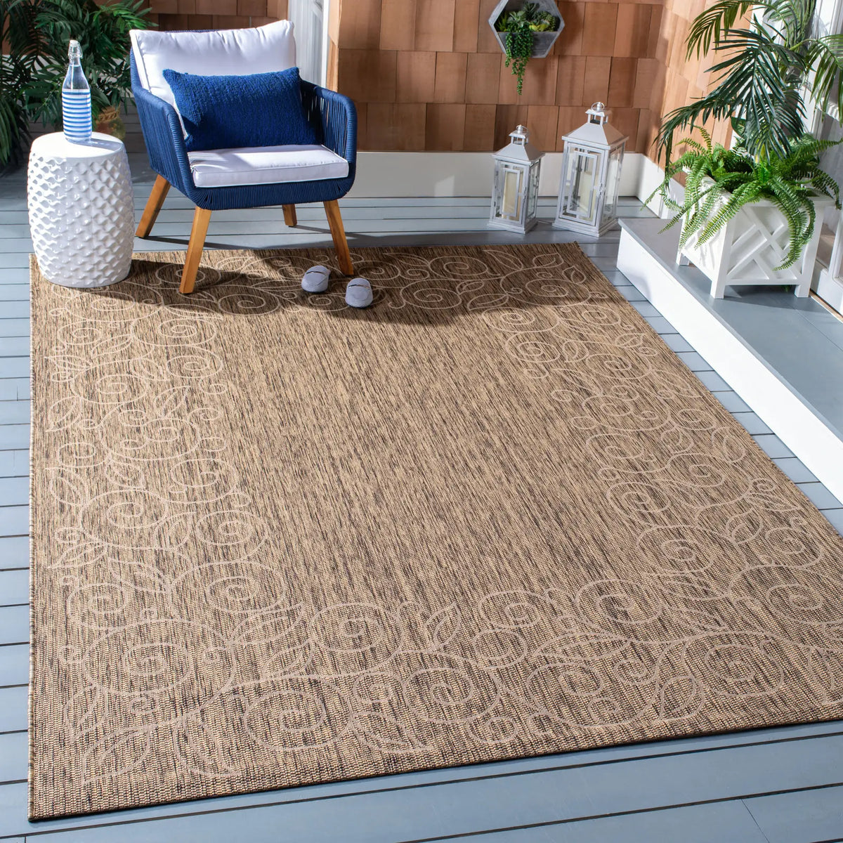 Safavieh Courtyard 6'-7" x 9'-6" Rug in Dark Beig / Beige