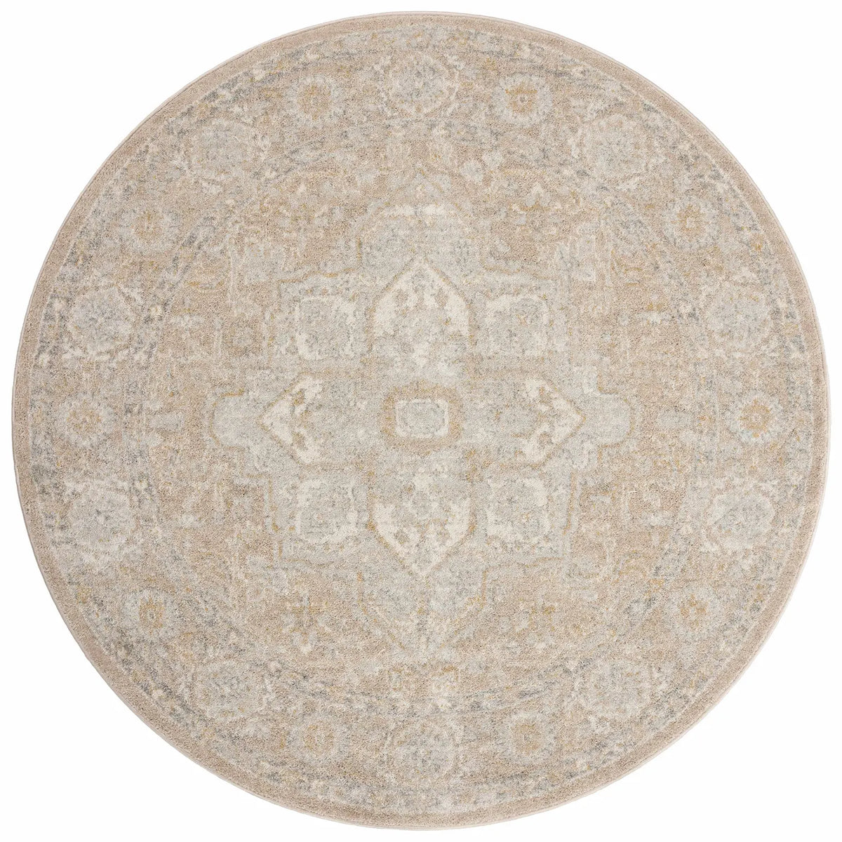 Loloi Odette Odt-05 Beige/Silver Rug - round flat