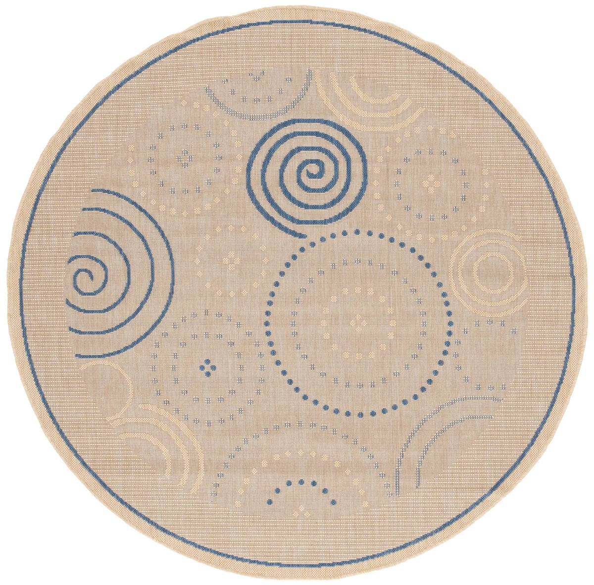 Safavieh Courtyard 5'-3" x 5'-3" Rug in Natural / Blue