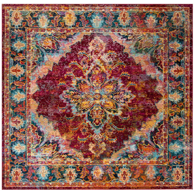 Safavieh Crystal 7'-0" x 7'-0" Rug in Ruby / Navy