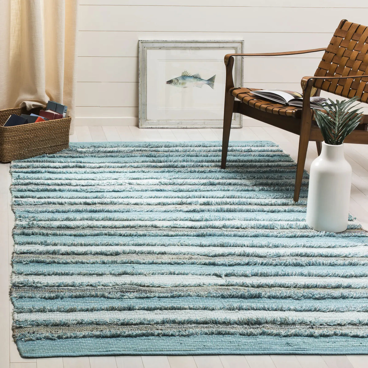 Safavieh Montauk 5'-0" x 8'-0" Rug in Aqua / Multi