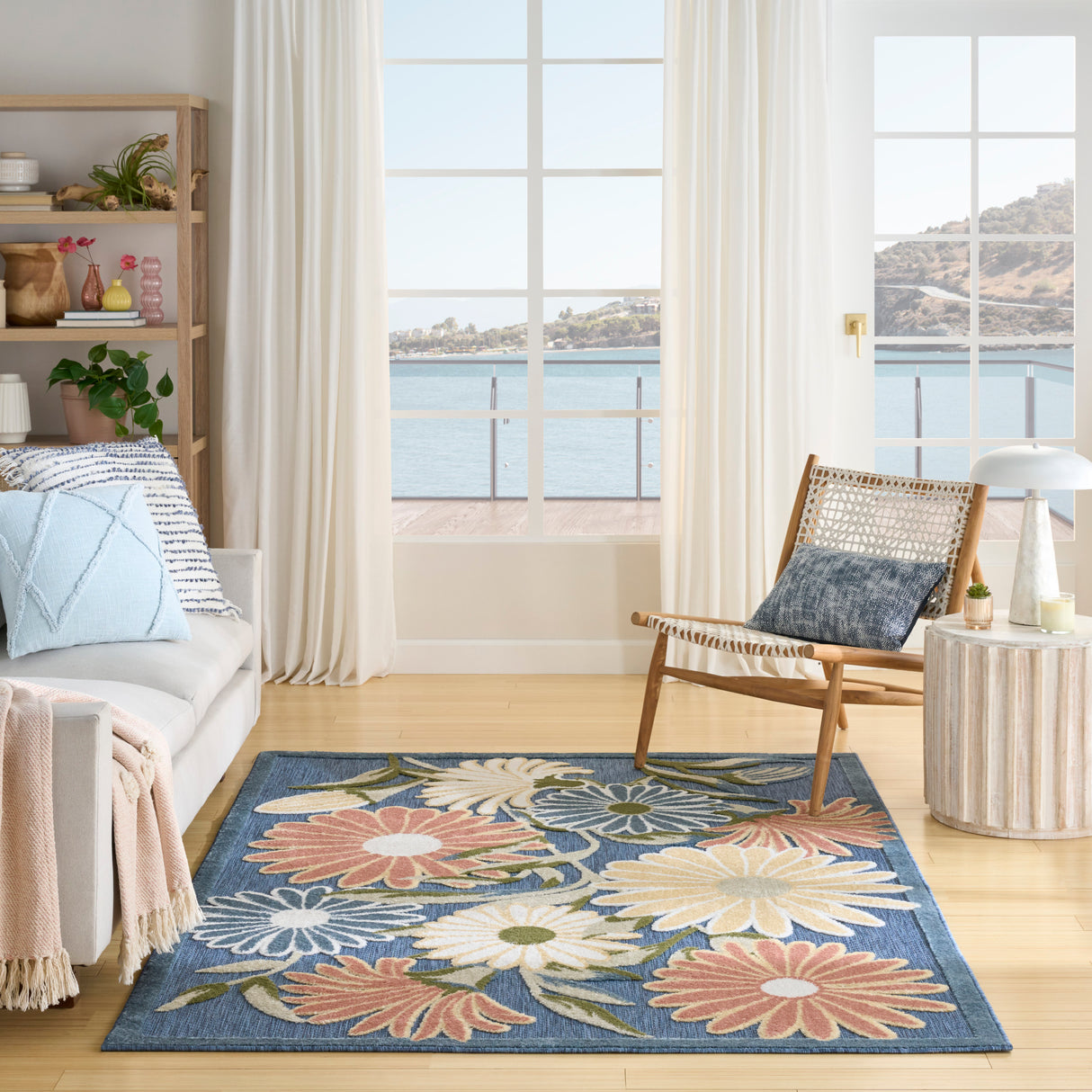 Nourison Aloha ALH33 Machine Made Blue, Sage Rug