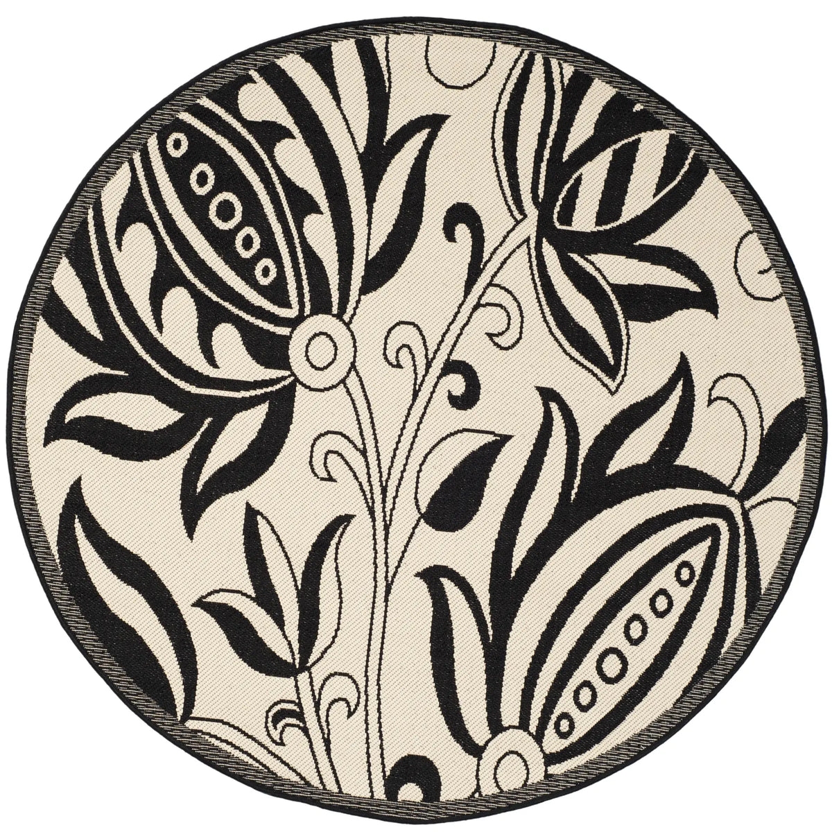 Safavieh Courtyard 5'-3" x 5'-3" Rug in Sand / Black
