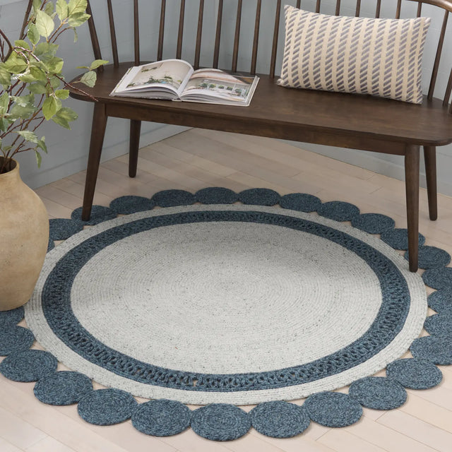 Safavieh Braided 5'-0" x 5'-0" Rug in Blue / Sage