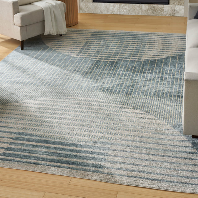 Nourison Astra Machine Washable ASW03 Machine Made Blue Rug