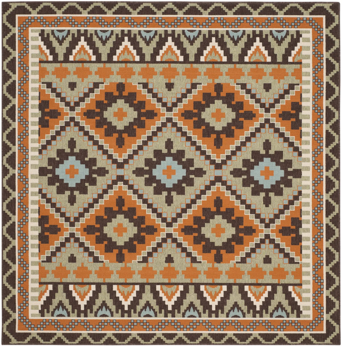 Safavieh Veranda 6'-7" x 6'-7" Rug in Green / Terracotta