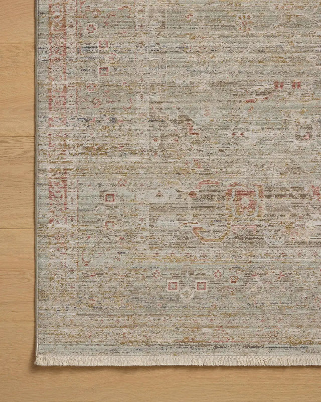 Chris Loves Julia x Loloi Ida IDA-05 Spa / Sunrise Rug - corner on wood