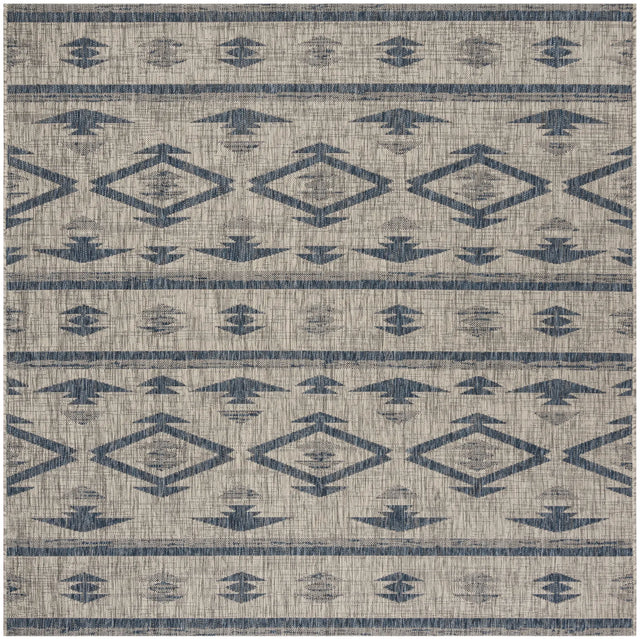 Safavieh Courtyard 6'-7" x 6'-7" Rug in Grey / Navy
