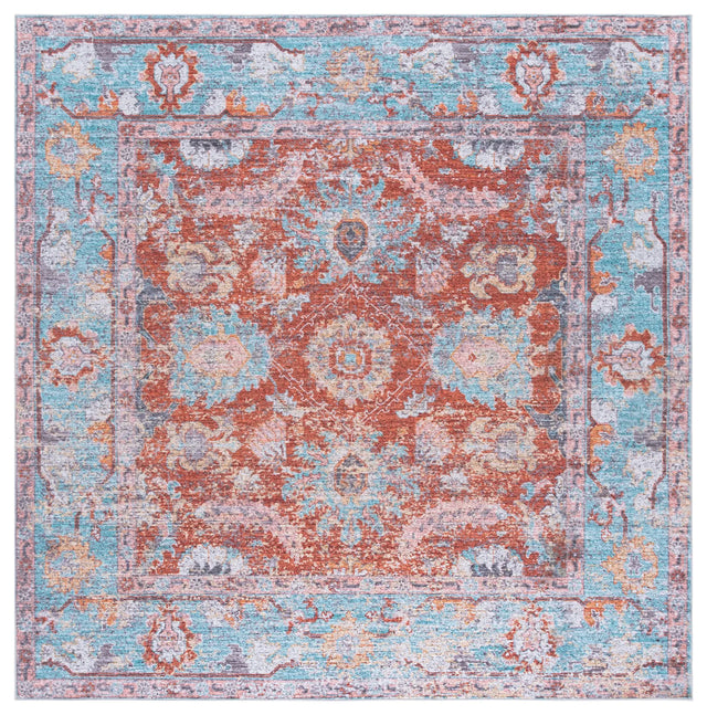 Safavieh Martha Stewart Washable 6'-0" x 6'-0" Rug in Turquoise / Rust