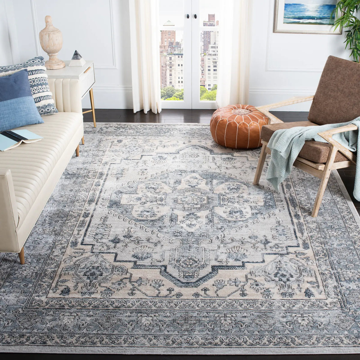 Safavieh Oregon 800 10'-0" x 14'-0" Rug in Light Blue / Ivory