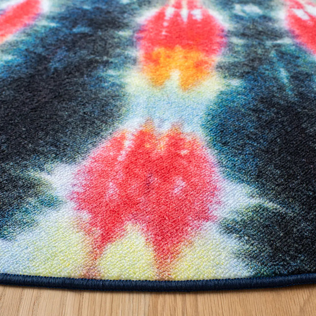 Safavieh Paint Brush 6'-7" x 6'-7" Rug in Black / Coral