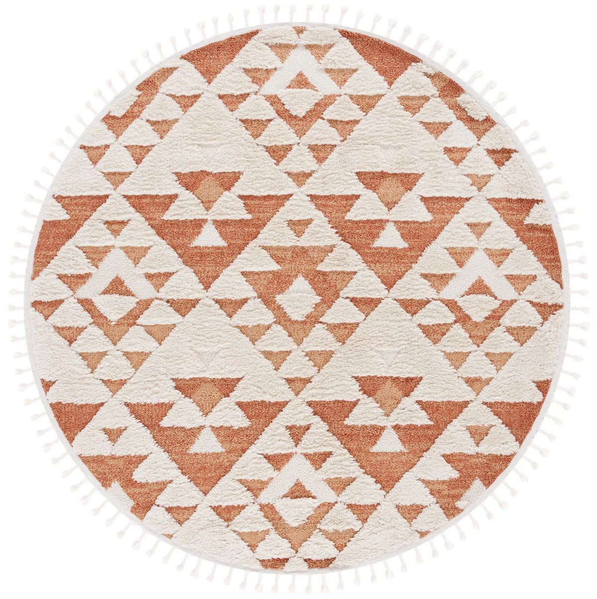 Safavieh Moroccan Tassel Shag 5'-3" x 5'-3" Rug in Ivory / Brick Rust