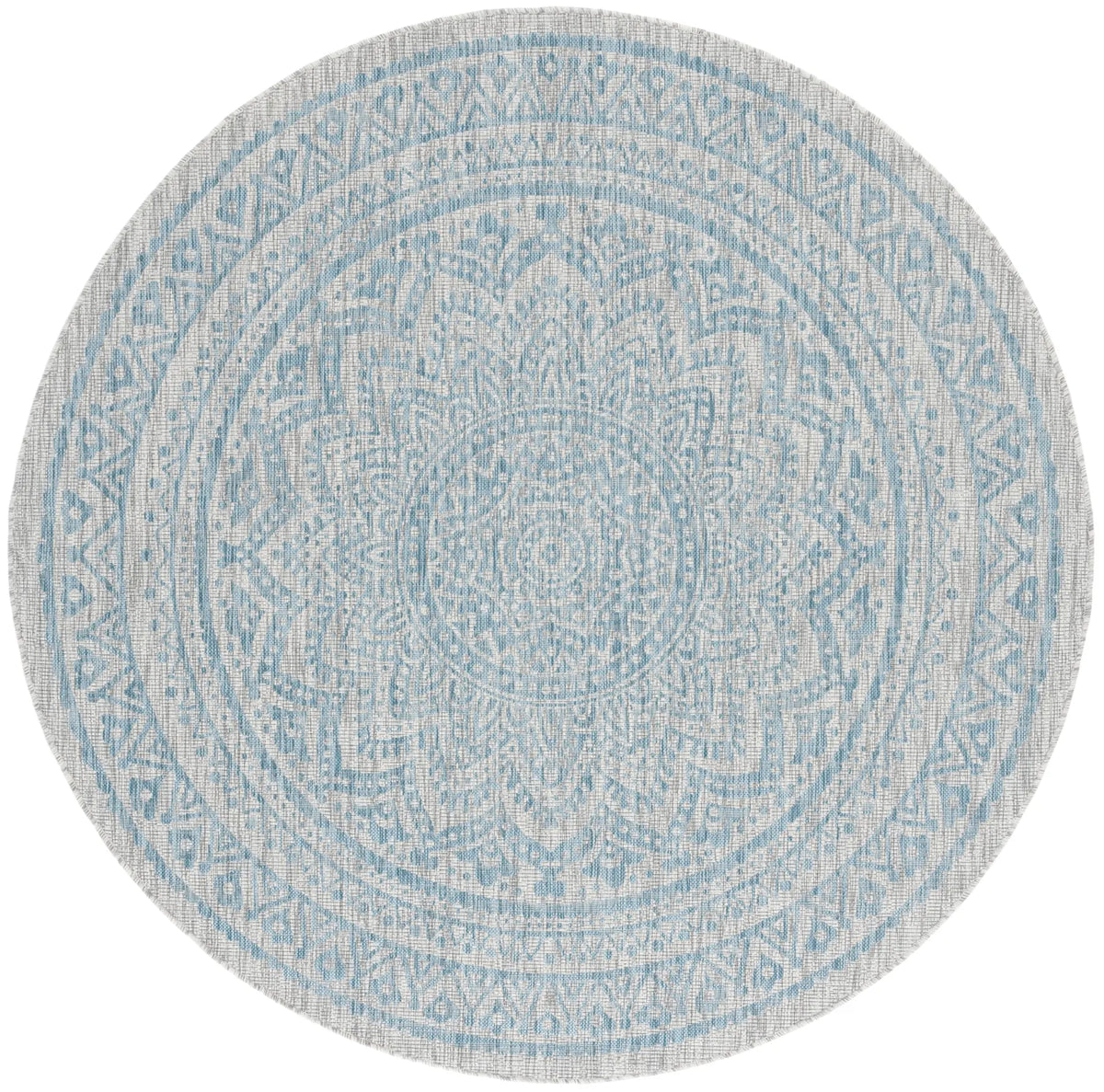 Safavieh Courtyard 5'-3" x 5'-3" Rug in Light Grey / Aqua